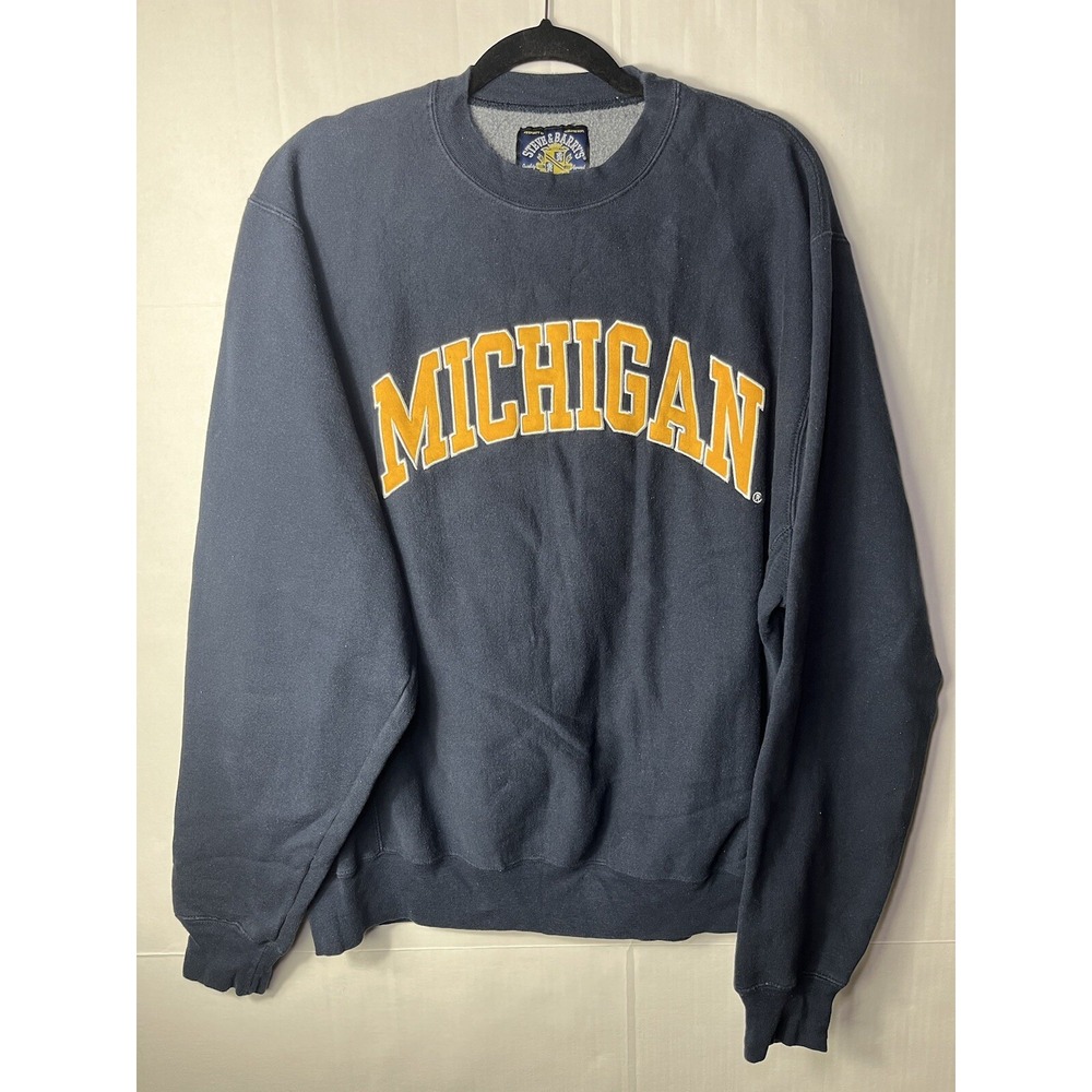University Of Michigan Wolverines Steve & Barry's Sweatshirt Mens L College Navy